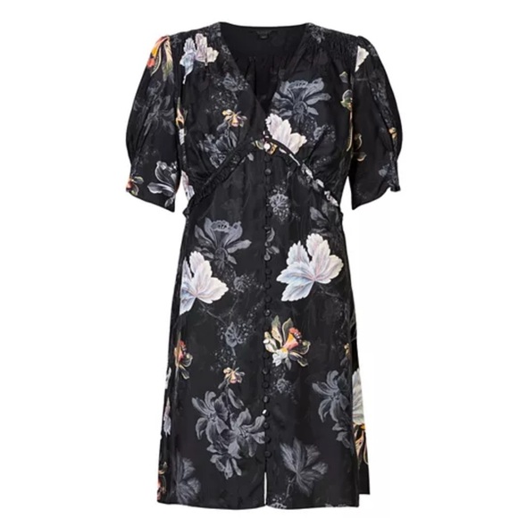 All Saints Black Floral Midi Dress - Picture 6 of 15